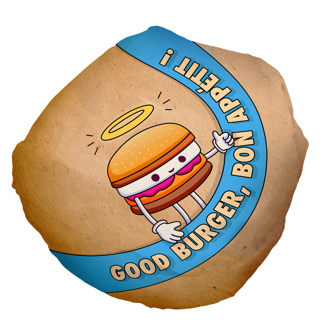 Un burger dans un emballage bleu