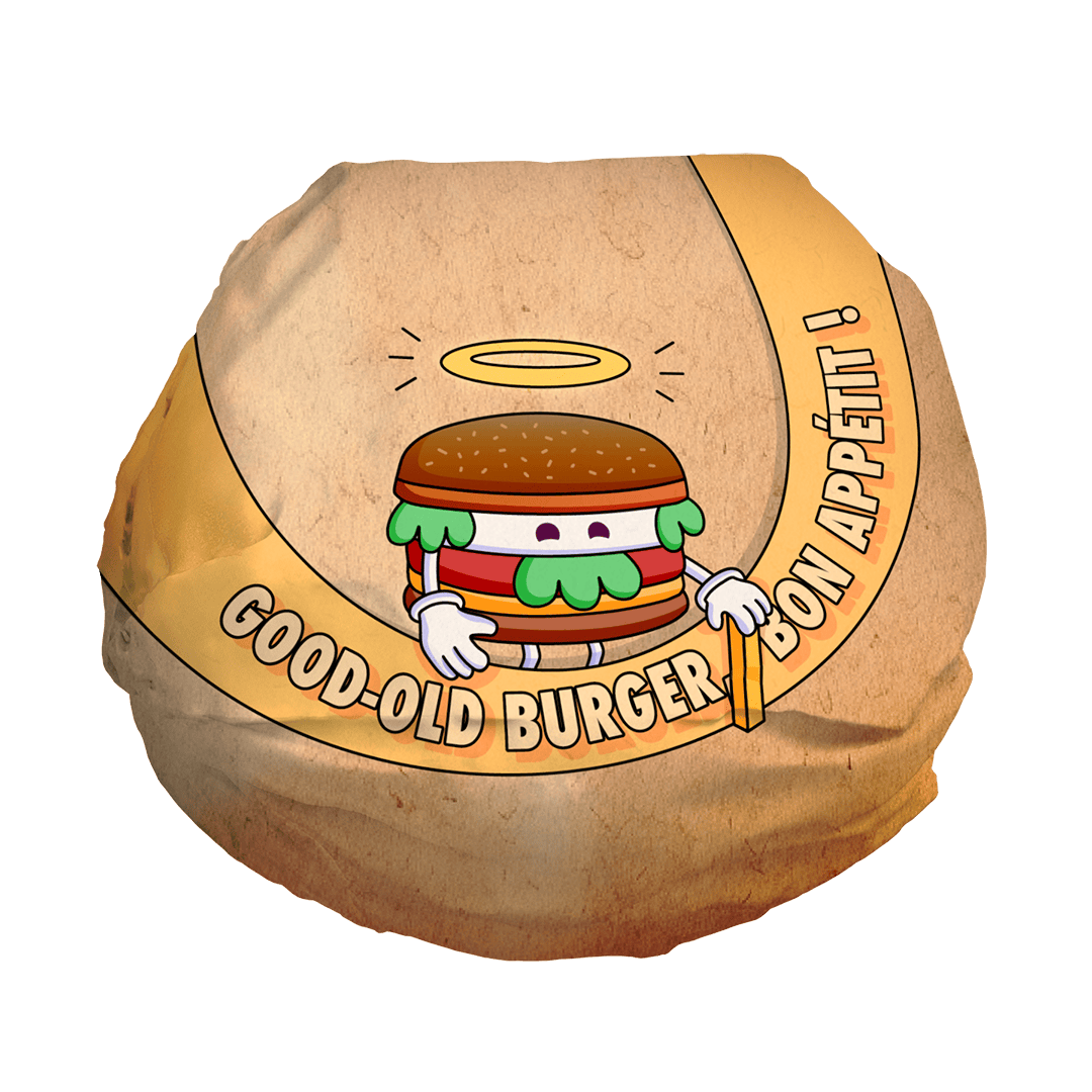 Un burger dans un emballage jaune