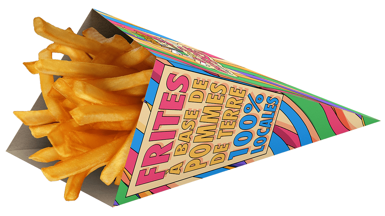 Un cône de frites de face