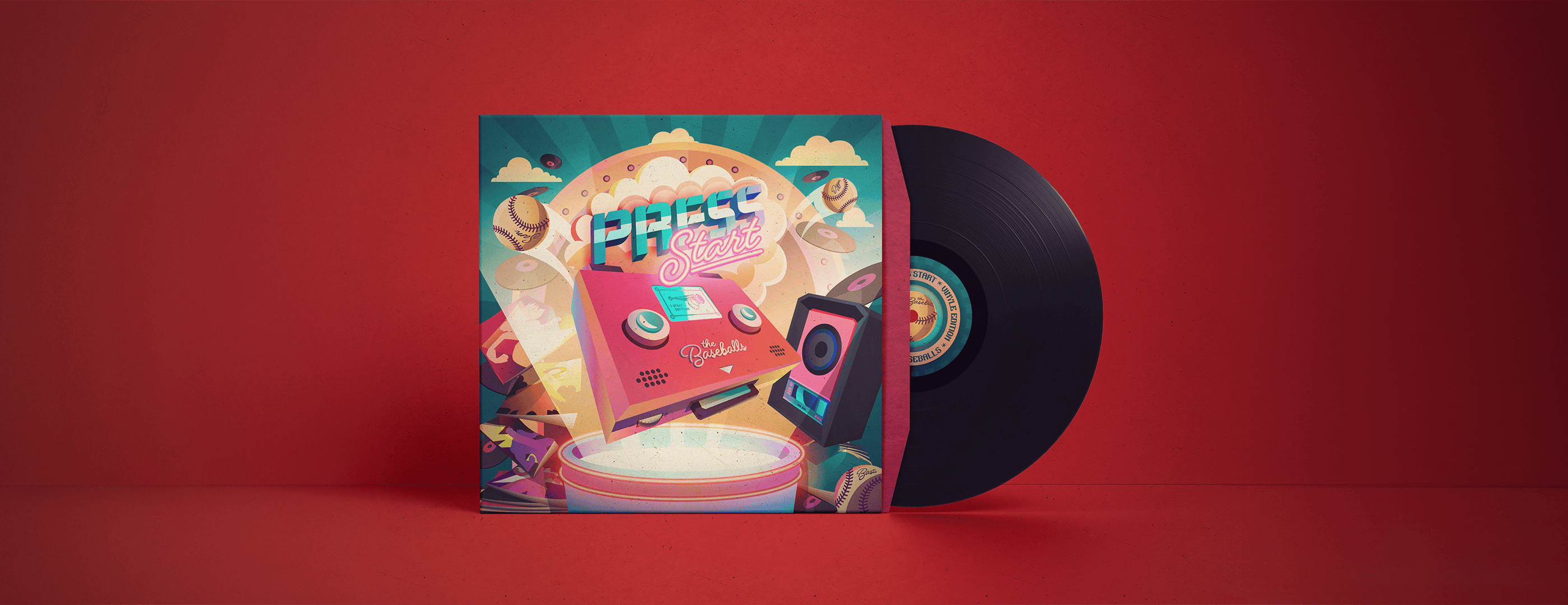 Bannière de la pochette vinyle Press Start!