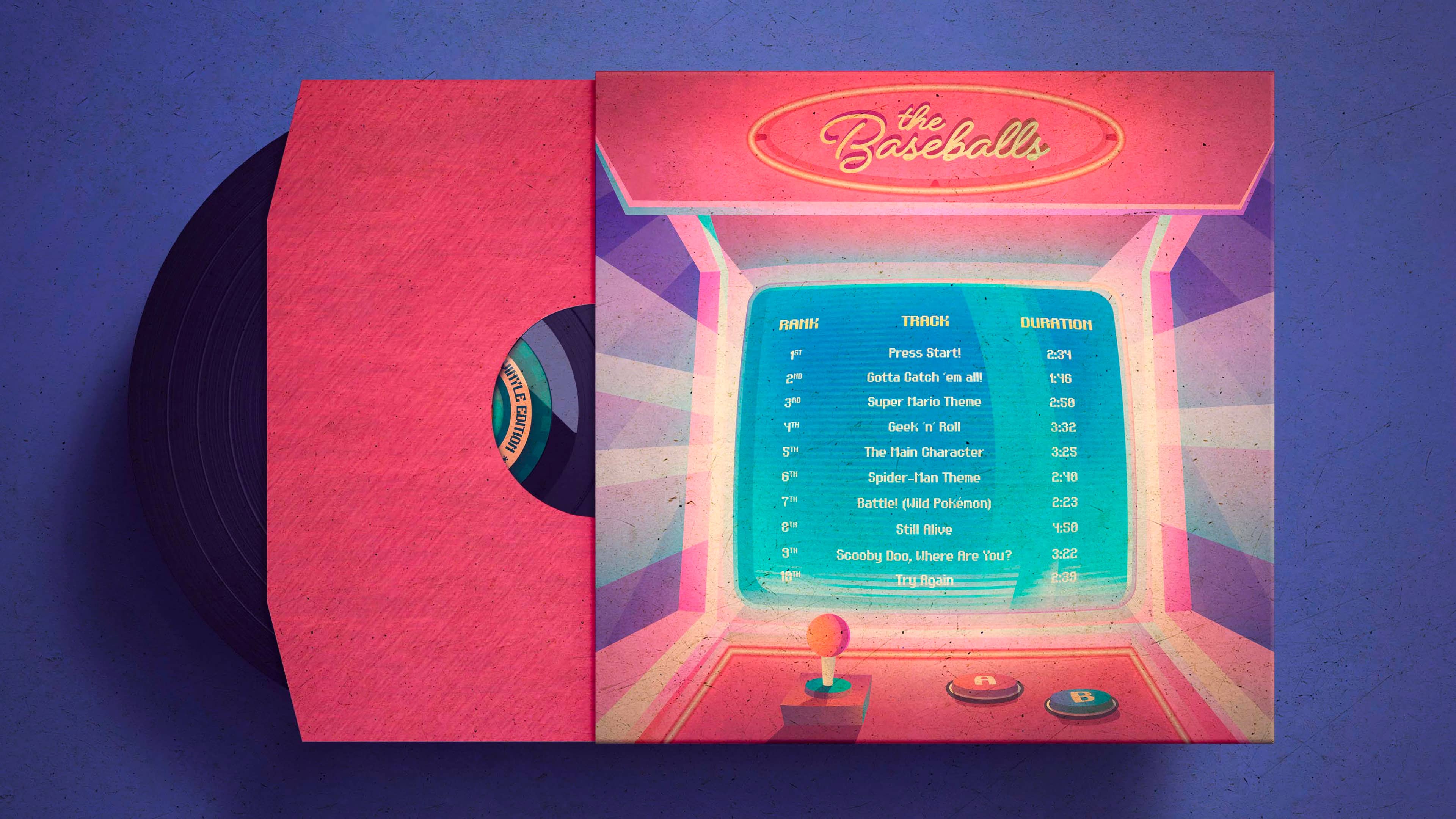 Face arrière de la pochette vinyle. Le disque est au trois-quarts sorti.