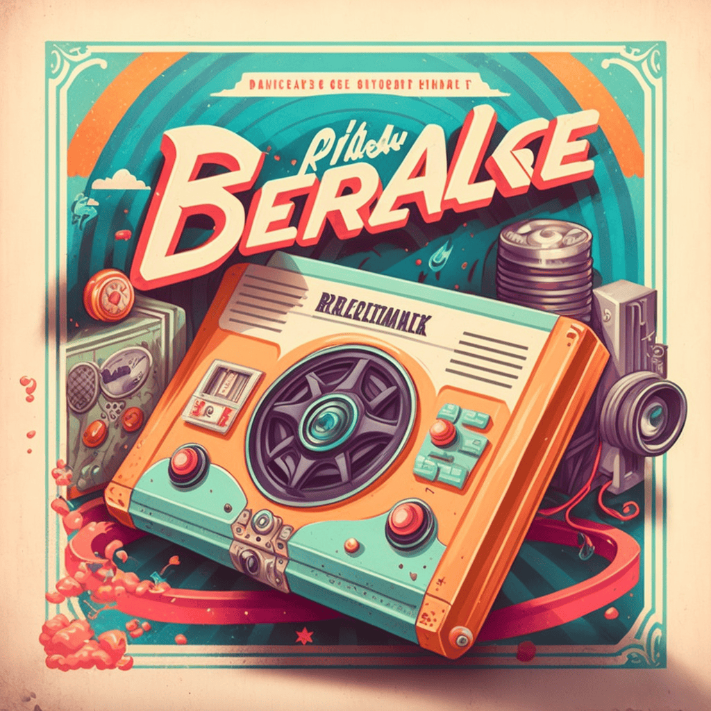 Pochette d'album générée par IA mettant en scène une console de jeu dans un univers vintage inspiré des caméras et bobines de films